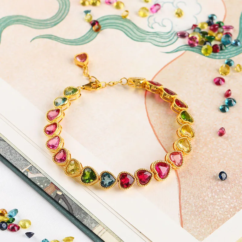 Роскошный модный браслет особый романтический дизайн сердце красочные