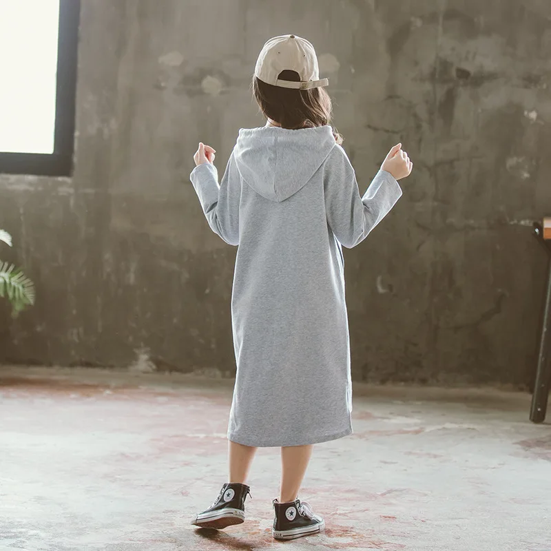 Back To School Spring Big Girls Dresses 2022 Autumn Teen Kids100% Cotton Hoodies Baby Casual Dress Children Clothing | Детская одежда и