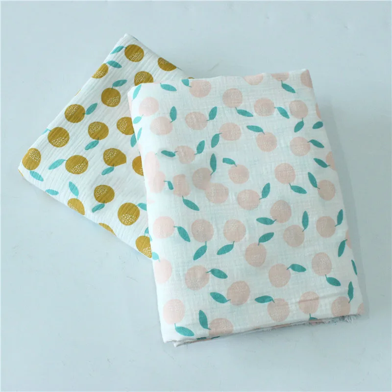 White Fruit Printed Double Cotton Linen Fabric Crepe Seersucker Material For DIY Sewing Patchwork Bedding Blanket | Дом и сад
