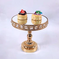1pc gold crystal mirror cake stand electroplating metal cupcake wedding party dessert table decoration