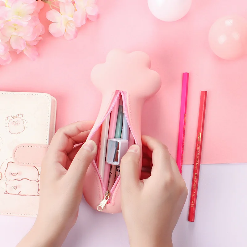 Мягкий силикагель kawaii кошачьи лапы узорчатый карандаш сумки милые канцелярские