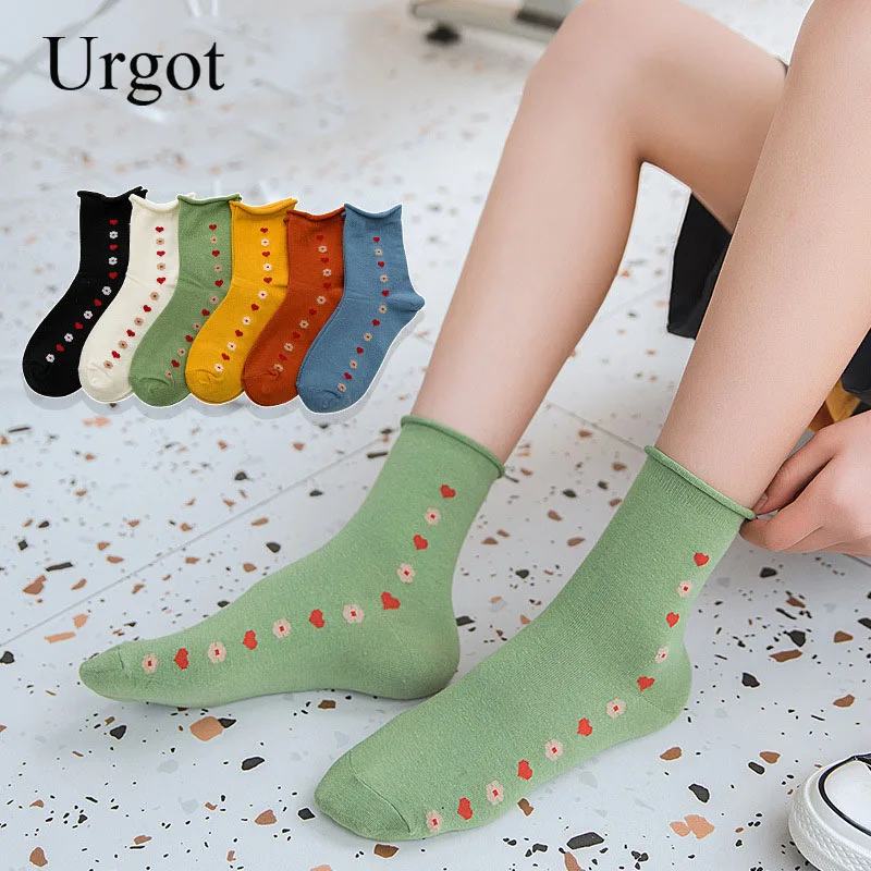 

Urgot 5 Pairs New Women Short Socks Spring Summer Japanese Loose Mouth Middle Tube High Quality Cotton Socks Womens Female Meias