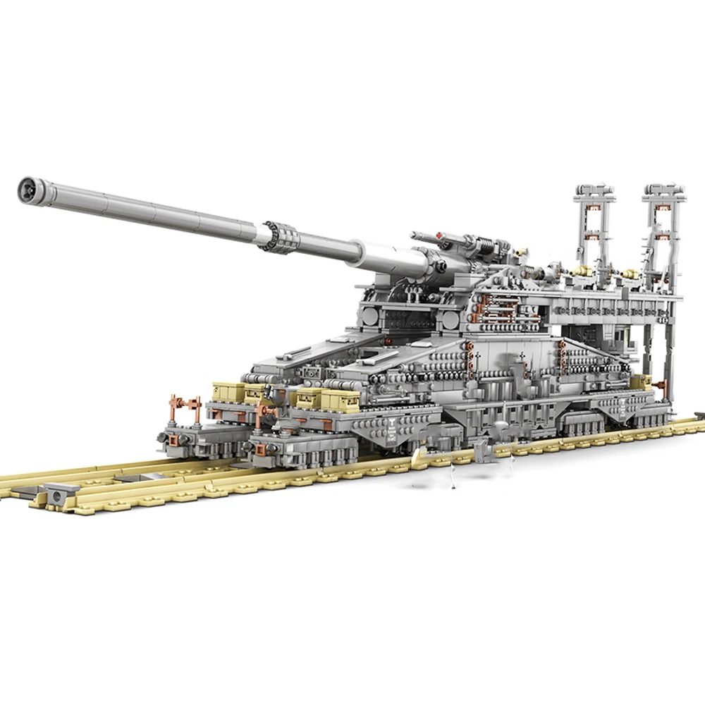

KAZI 10005 3846 шт. строительные блоки немецкий 80 см железнодорожное орудие "«Даша-путешественница" Военная серия игрушек для детей