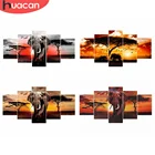 Алмазная картина слон 5D, квадратная вышивка крестиком, животные, закат, набор для рукоделия