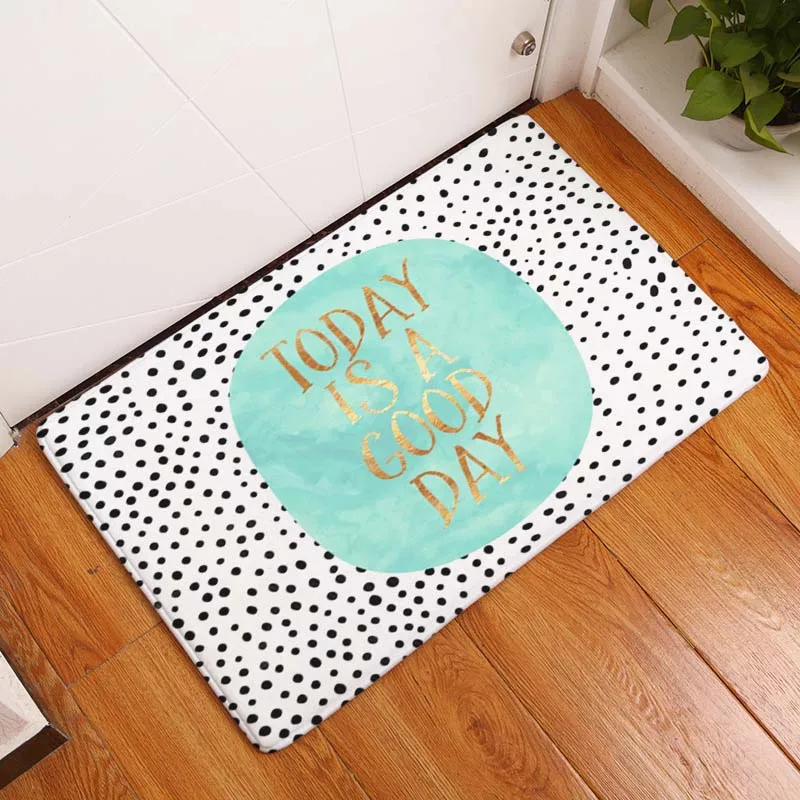 

Welcome Mats for Front Door Happy Character Words Living Room Area Rugs Polyester Absorbent Anti-Slip Kitchen Floor Mats