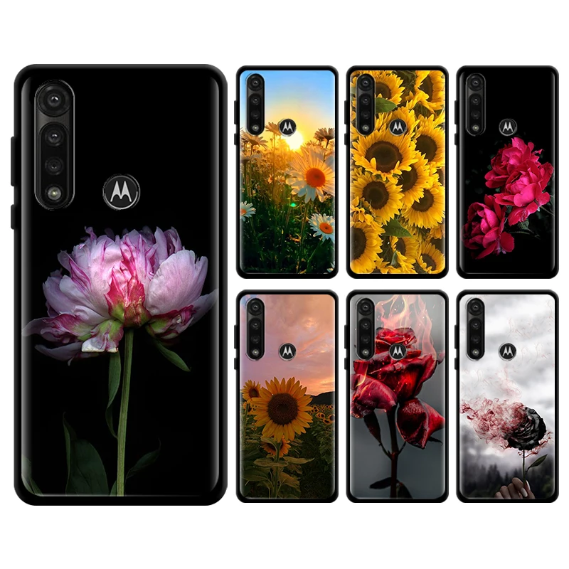 

Sunflower Peony Flower for Moto G8 G9 Play E7 Plus Power Lite One Fusion E6s Edge G Stylus Phone Case Silicone Shell Coque