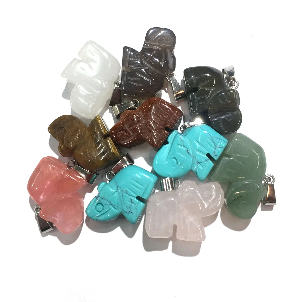 

Wholesale10PCS Natural Semi-precious Stone Malachite Agate Elephant-shaped Pendant MakingDIY Necklace Earring Jewelry Gift Party