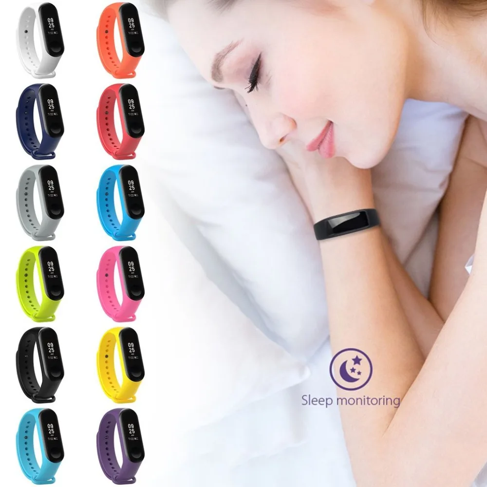 Сменный ремешок для наручных часов Xiaomi Band 3 однотонный браслет с безопасным более
