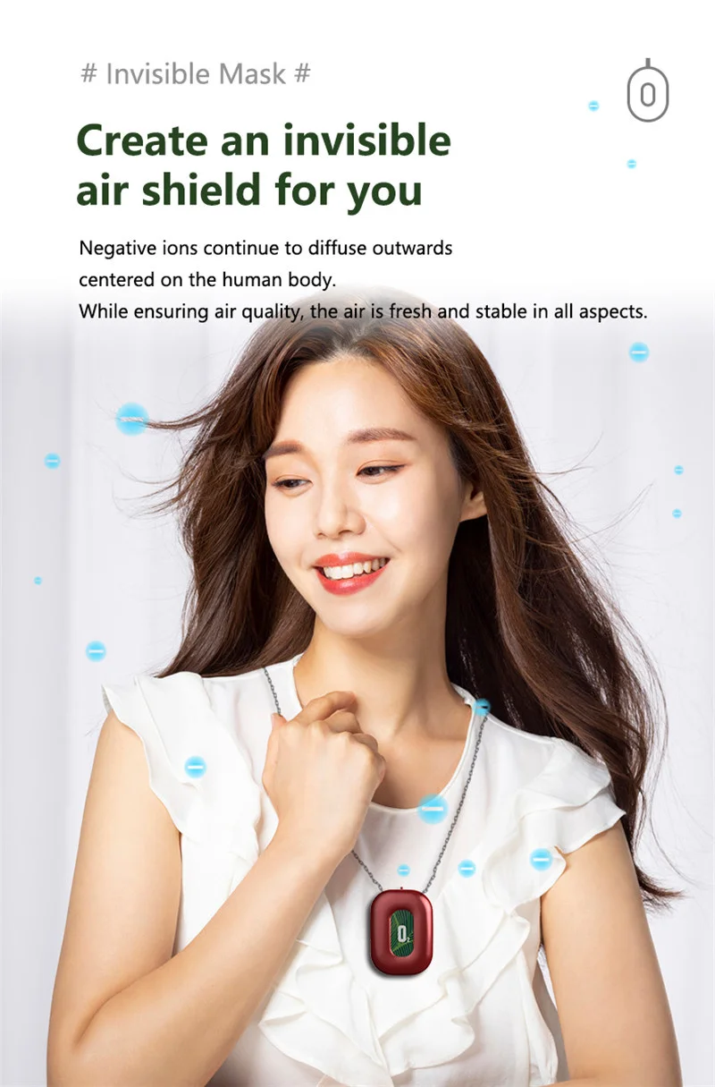 

Wearable Necklace Air Purifier Mini Portable Negative Ion Generator Low Noise Low Noise for Adults Kids For Car Air Purifiers