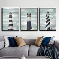 3 pieces nautical white blue lighthouse posters pictures canvas wall art decorative home decor paintings living room decoration