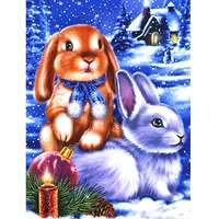 full square drill 5d diamond painting cartoon rabbit cross stitch diamond dots naughty brown and white rabbit home decoration