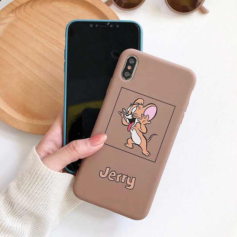 Забавный чехол для телефона Tom Jerry для iPhone 11Pro X XS Max XR 6 6S 7 8 Plus, мягкий силиконовый защитный чехол из ТПУ с милым мультяшным котом Маусом
