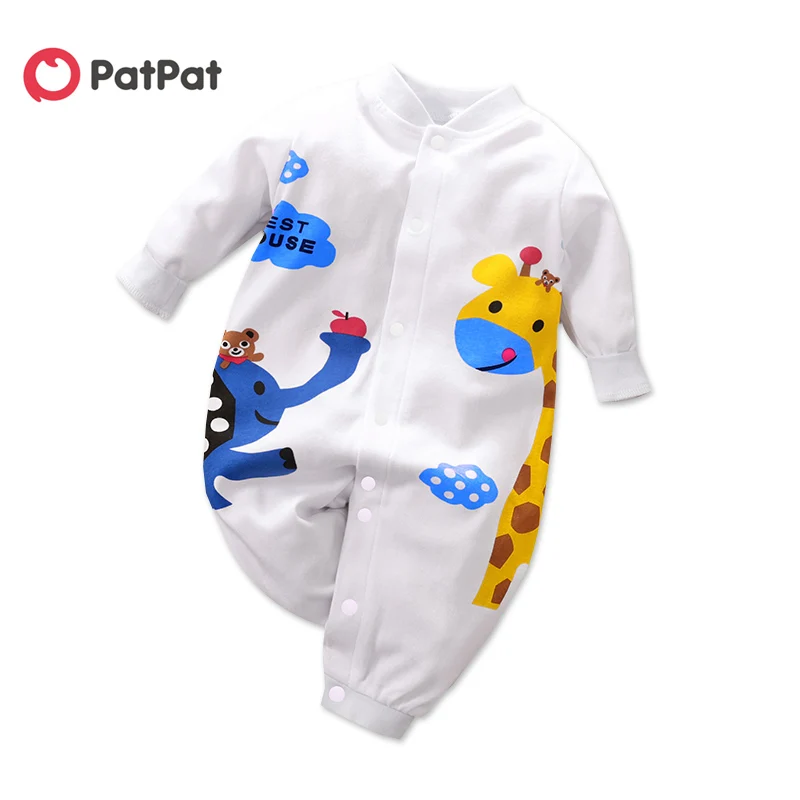 

PatPat 2020 New 0-1 Years Old Baby Boy and Girl Lovely Giraffe Print Jumpsuit One Pieces Baby Boy Clothes