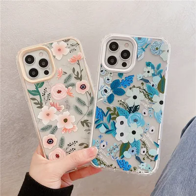

French Vintage Art Flowers Apply Fruit Mobile Phone Shell Online Celebrity New Fashion Style For Female's Phone Case 2021