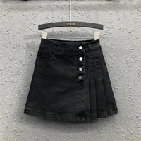 2021 spring and autumn new fashion breasted retro anti empty irregular denim bag hip skirt half length skirt short skirt women