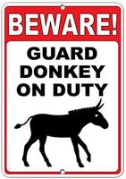 beware guard donkey on duty funny quote 12 x 8 inches metal tin sign