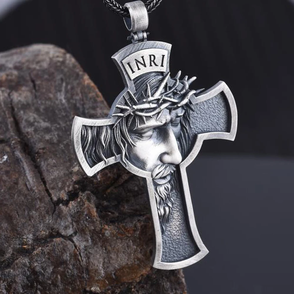 

halloween NEW Hot Style Alloy Jesus Cross Men's/Women Christian Pendant Crucifixion Retro Fashion Pure Tin Religious necklace