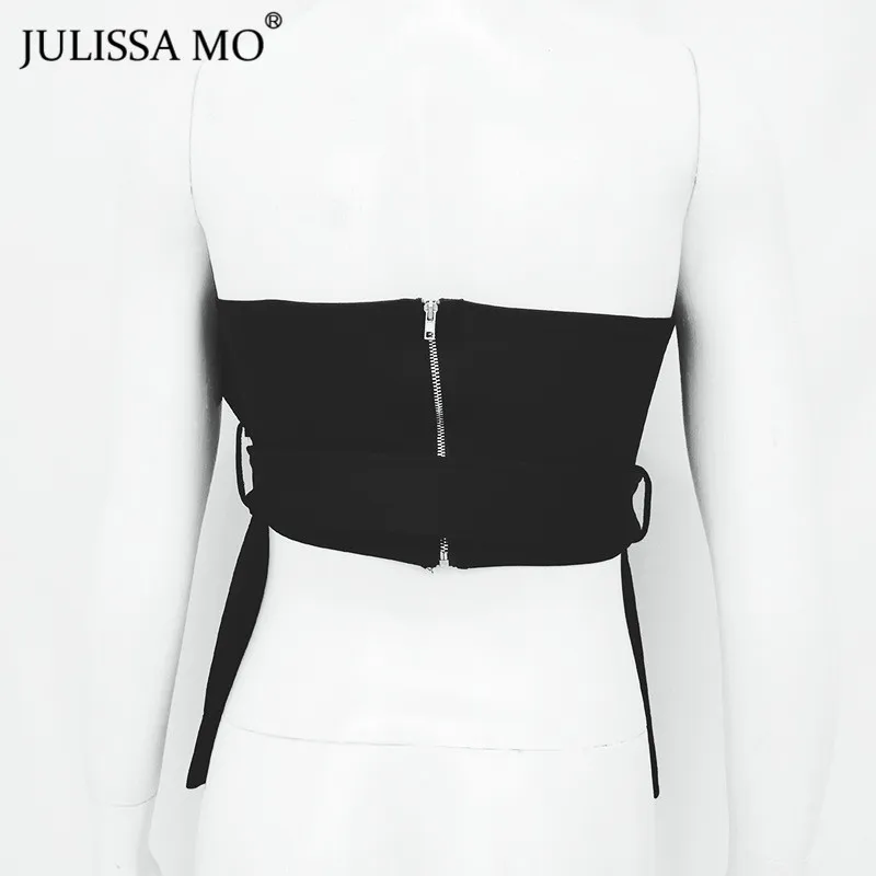 Julissa mo, летние женские топы с открытыми плечами, модные, без бретелек, без рукавов, тонкие сексуальные топы для женщин, повседневный укороченный Топ для женщин