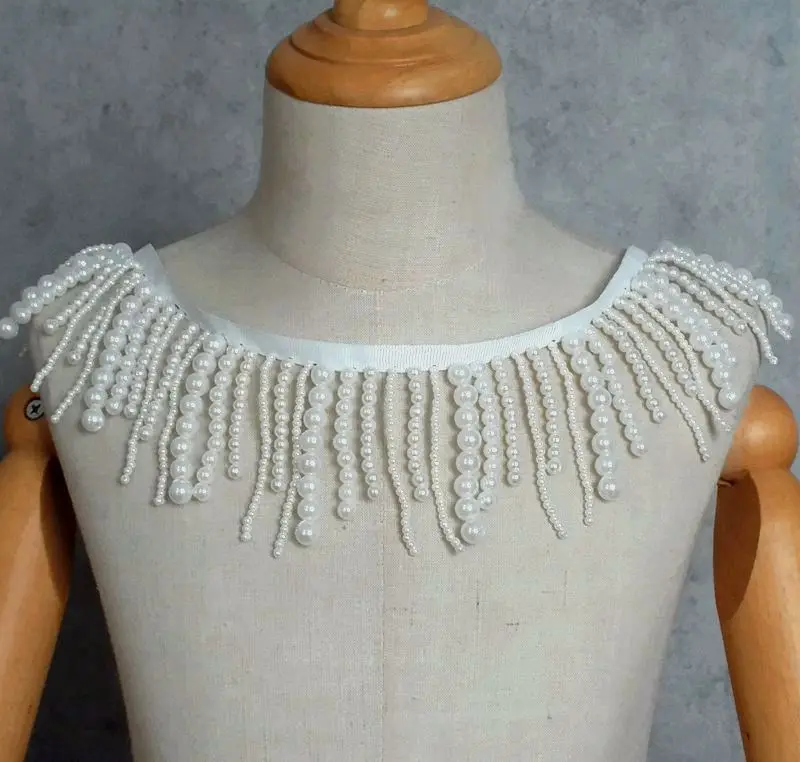 Длинная жемчужная бахрома бусины кисточки кружевная отделка одежда платье