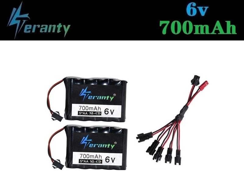 Teranty power 6v 700mah NICD аккумулятор и 6v зарядное устройство для радиоуправляемой игрушечной машины лодки пистолет Танк грузовик поезда радиоуправляемая игрушка модель 6v Ni-CD батарея - Цвет: Красный