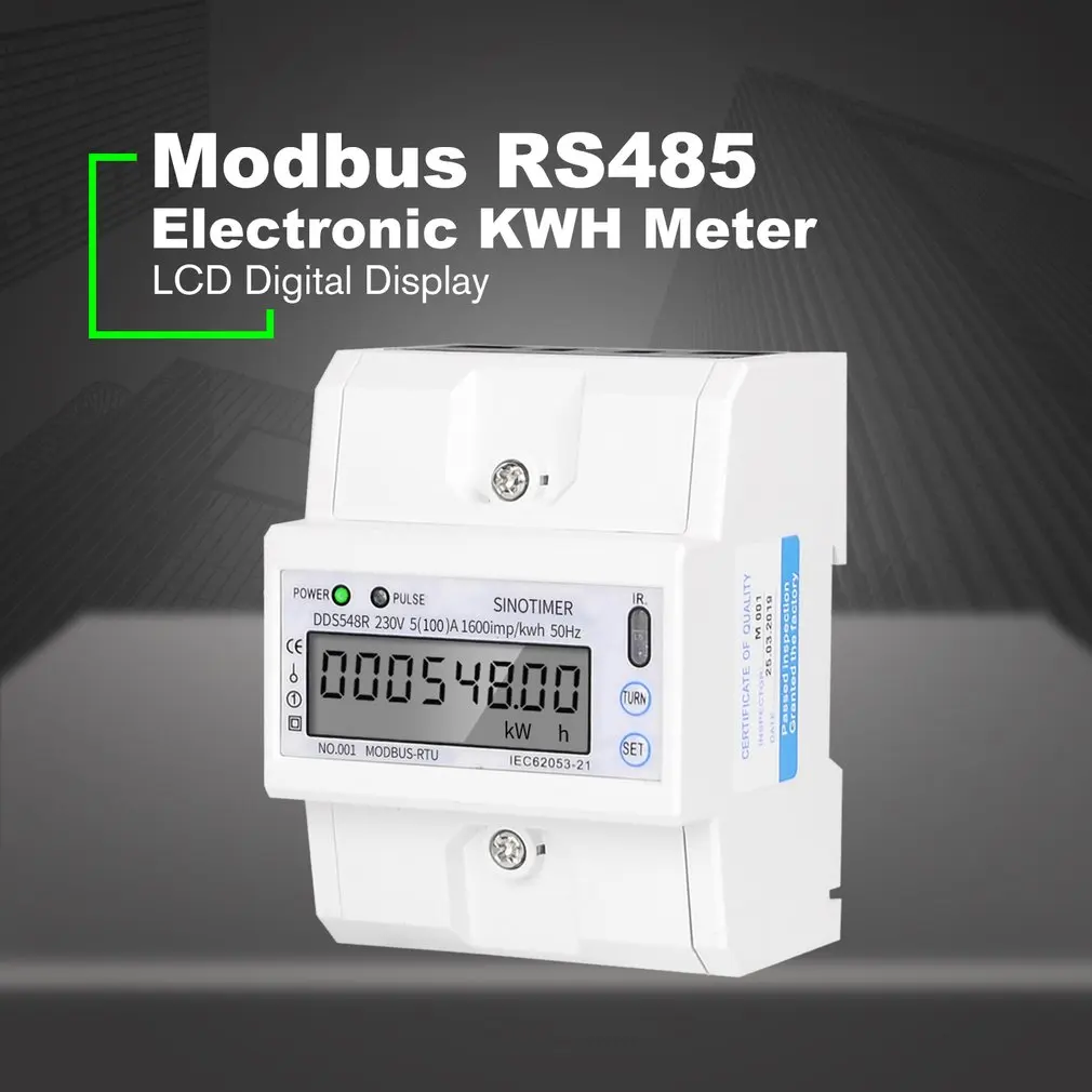 Modbus RS485 5-100A 230 В измеритель мощности переменного тока однофазный din-рейка ЖК-цифровой дисплей электронный измеритель kwh Kilowatt час распродажа