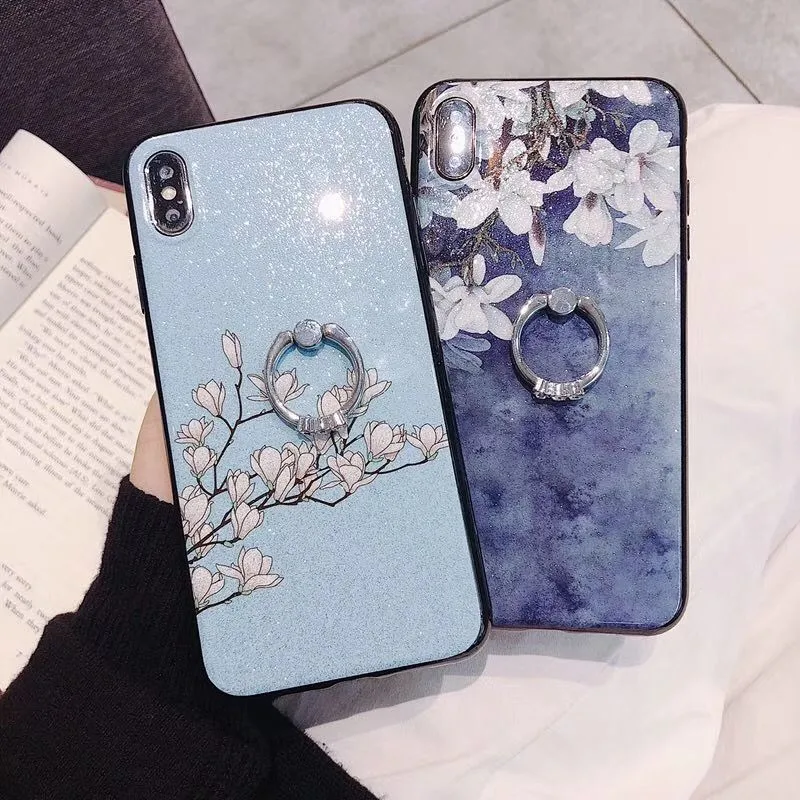diamond ring glitter flower case for oneplus 7 pro 17 one plus 6t 16 one plus 5 back cover for one plus 5 5t phone bags free global shipping