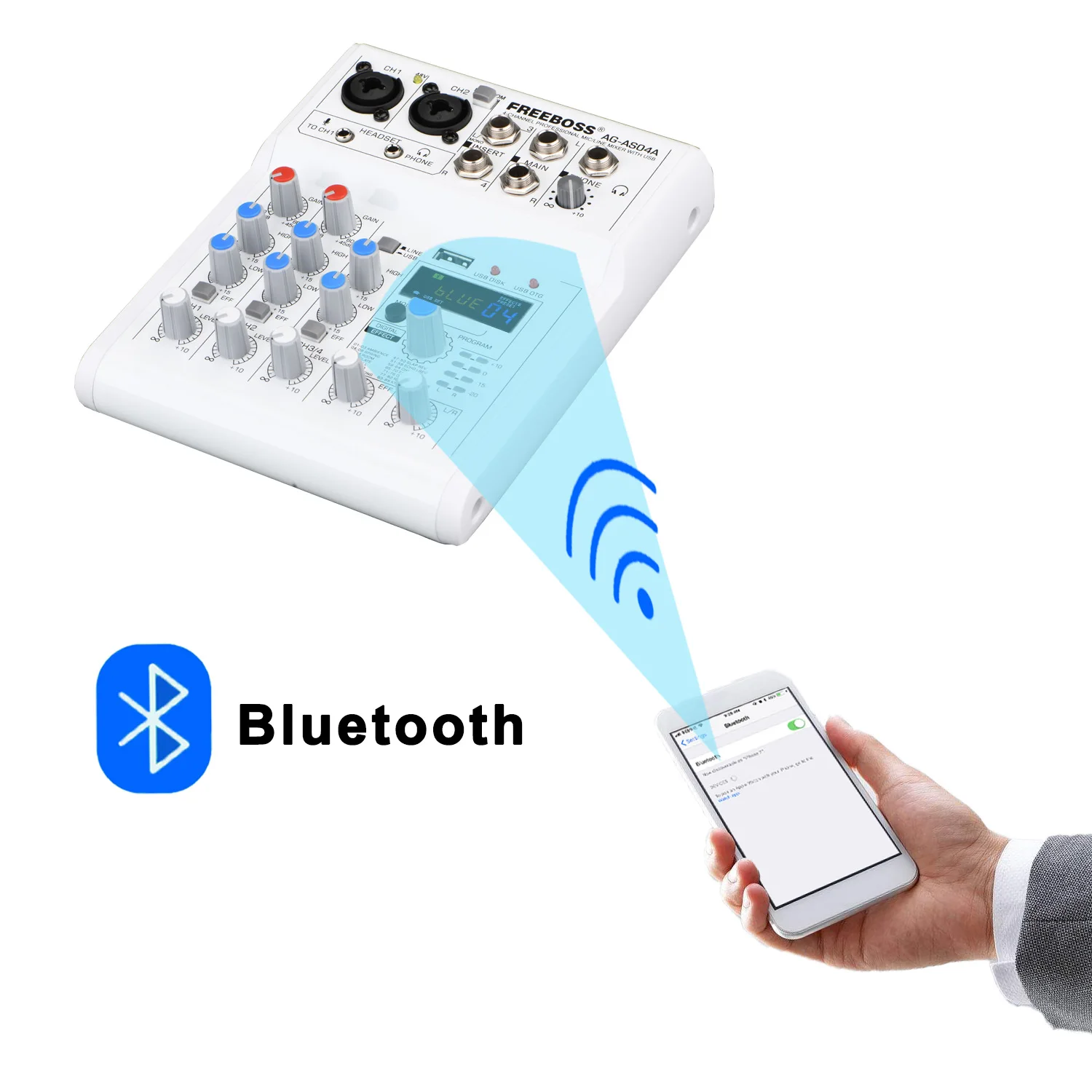 Мобильный компьютер FREEBOSS AG-AS04A 4-канальный DC 5 В Bluetooth воспроизведение и запись 88 DSP