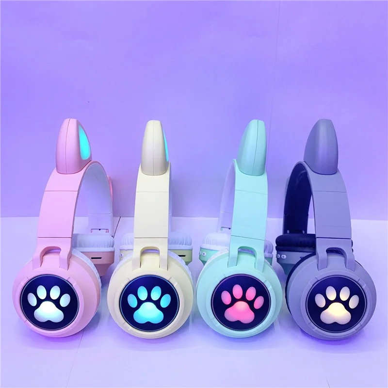 

New Product B30 Cute Girl Wireless Bluetooth Cat Ear Cat Claw Headset With Microphone Led Light Effect Support Tf card