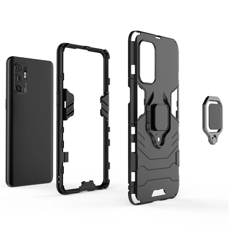 For Oppo Reno6 4G Case Cover for Reno6 Pro Plus 4G 5G Magnetic Ring KickStand Holder TPU Armor Back Cover Phone Case for Reno 6