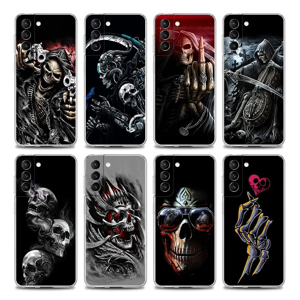 

Grim Reaper Skull Skeleton Clear Phone Case for Samsung S9 S10 4G S10e Plus S20 S21 Plus Ultra FE 5G M51 M31 S M21 Soft Silicon