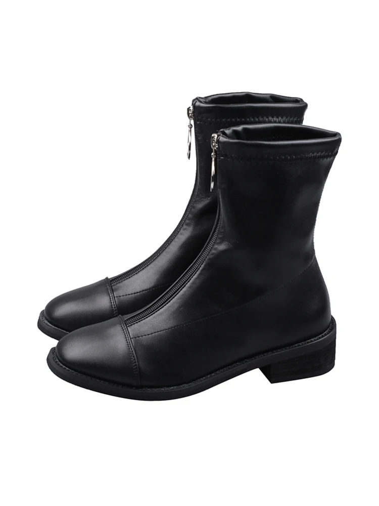 

Women's boots 2020 new retro front zipper handsome fashion motorcycle boots