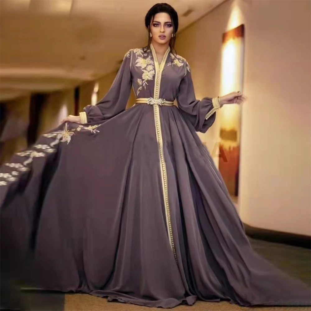 

Saudi Arabia Elegant Embroidery Applique Evening Dresses Full Sleeve Lace A Line Muslim Women Formal Prom Dress Customize платье