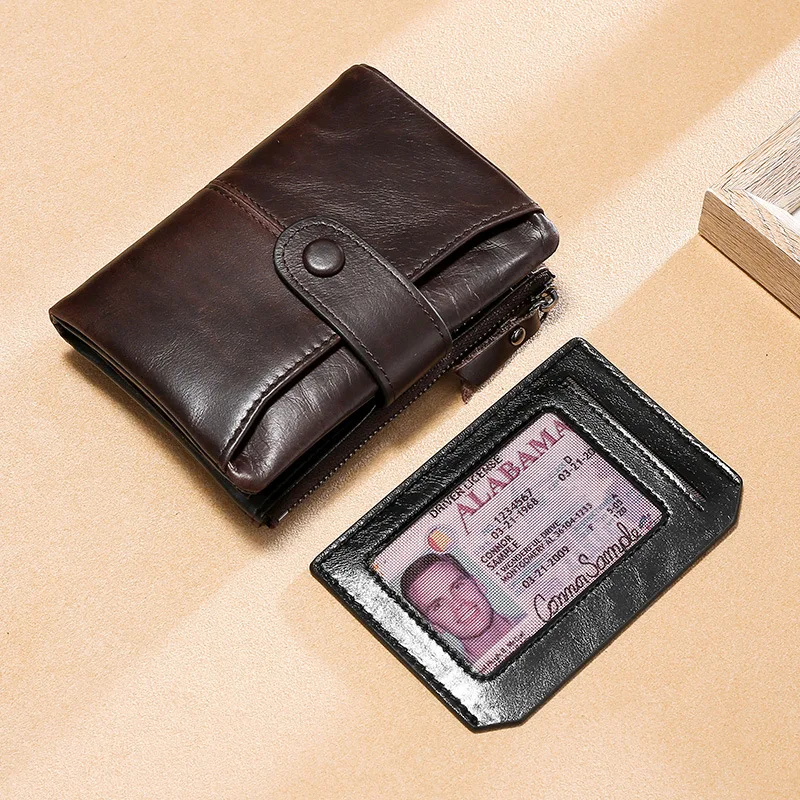 Многофункциональный мужской кошелек из натуральной кожи с RFID-защитой маленький