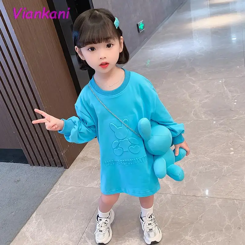 

2pcs Girl Sets Children Kids Clothe Cute 2021 Long Sleeve Classic Outfit with Bag for 1-12T Casual Birthday Party Holiday Suit
