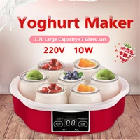 220v yogurt maker mini automatic yogurt machine household diy yogurt tools kitchen appliance 7 jars tank red 1 7l natto machine