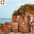 Женская сумка для покупок, комплект из 3 предметов, многоцветная сумка, кожаная сумочка, женская сумка + сумка-мессенджер + кошелек, сумка-мешок