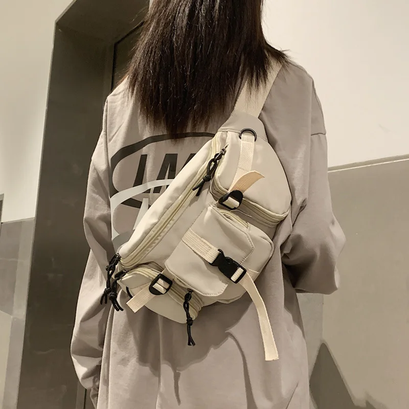 

Casual Waist Bags For Women 2021 Nylon Leisure Solid Color Fanny Pack Girls Crossbody Chest Bag Belt Waist Packs