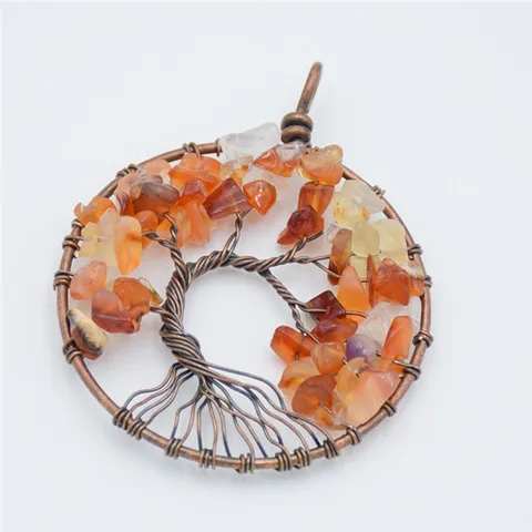 Винтажное ожерелье 7 чакр из натурального камня, медная проволока