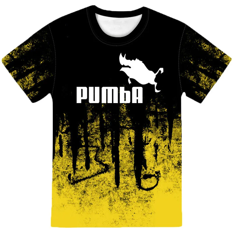 

Men's summer fashion T-shirt, 3D print, skateboard, men's training T-shirt, Pumba letters, Camise