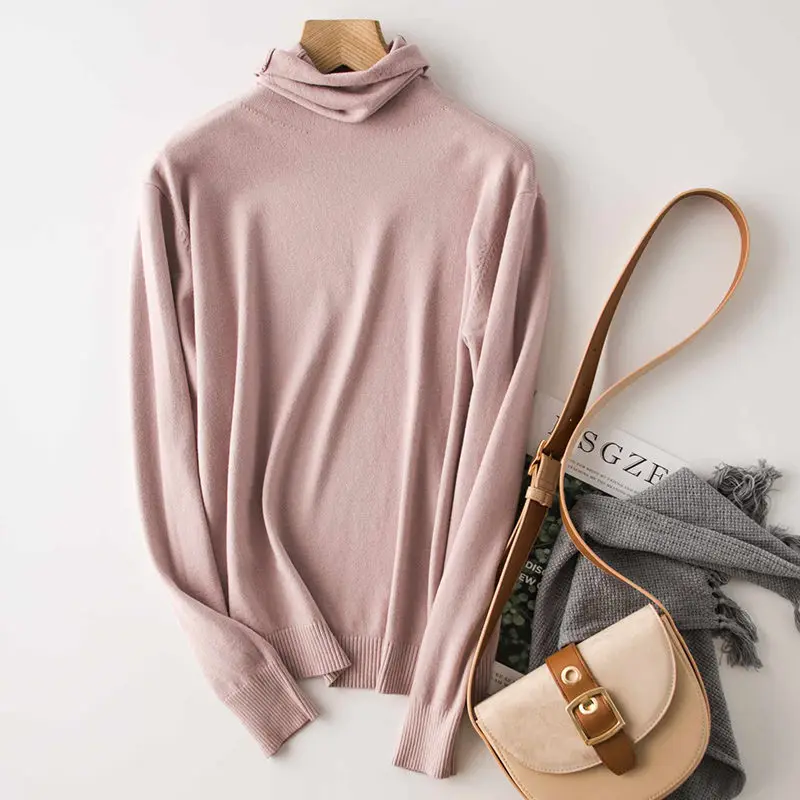 Zocpt, новинка, Осень-зима, 30% шерсть, водолазка, свитер, OL, карамельный, вязаный пуловер, женский, теплый, вязанный джемпер, уличный Топ - Цвет: Lilac purple