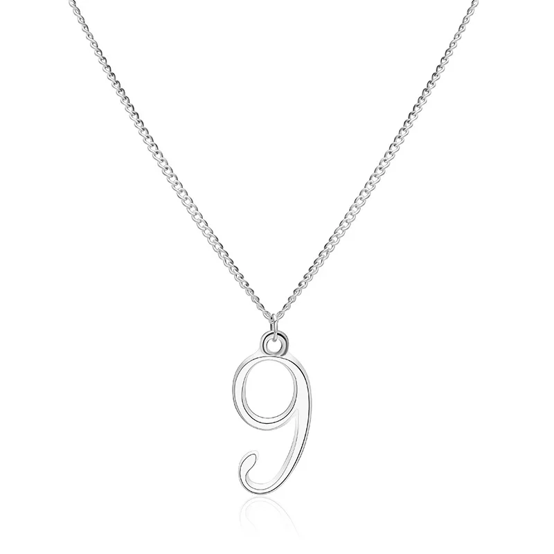 

Digital 9 Roman Arabic Numeral Sign time chain Necklace Numbers name symbol Logo Necklace Family Friend Birthday date Jewelry