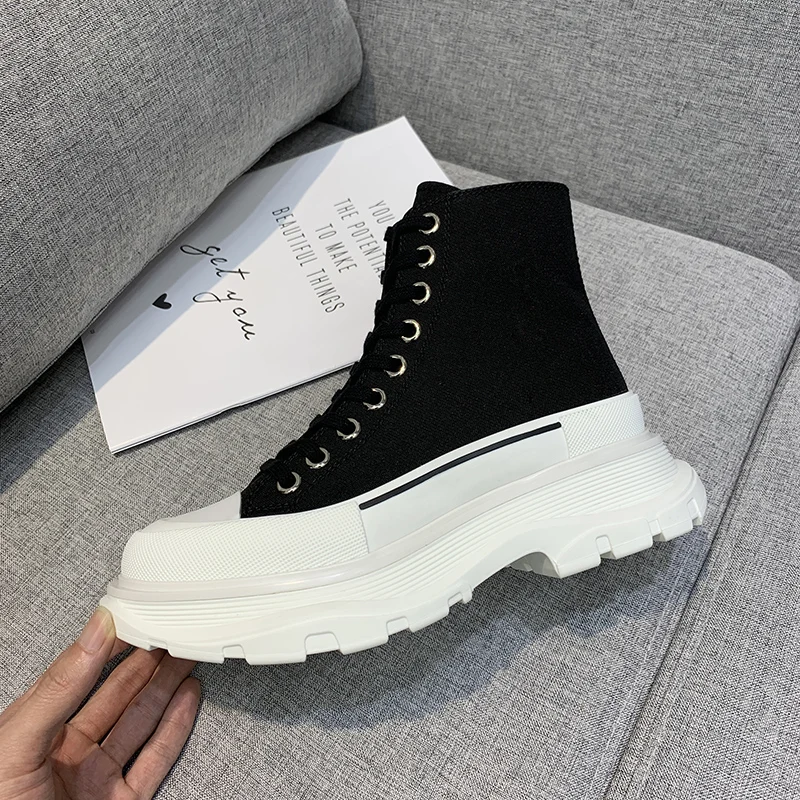 

Canvas Shoes Women Thick Heel Sport Casual Shoes Genuine Leather Luxury Designer Woman Shoes Zapatos De Mujer Wedge Sneakers