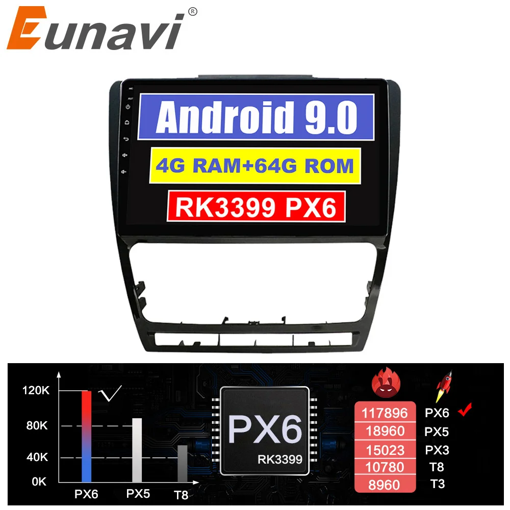 Eunavi 2 Din Андроид автомобильная радио аудио для SKODA Octavia 2007-2014 Мультимедийный видео плеер Навигация GPS RDS DSP BT 2din без DVD.