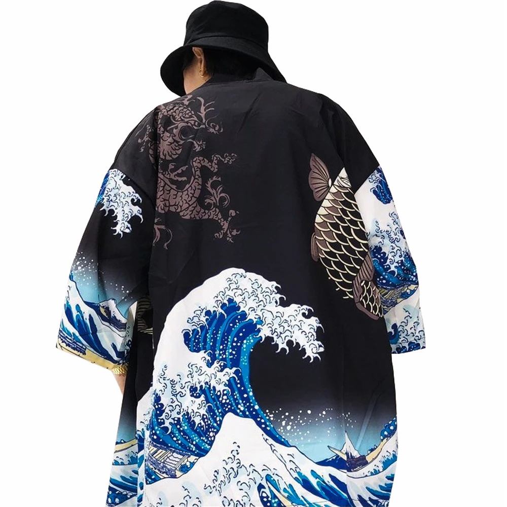 

Kimono Man Japanese Cardigan Men Haori Male Yukata Men'S Kimono Japan Samurai Harajuku Japanese Streetwear Clothing Jacket Obi