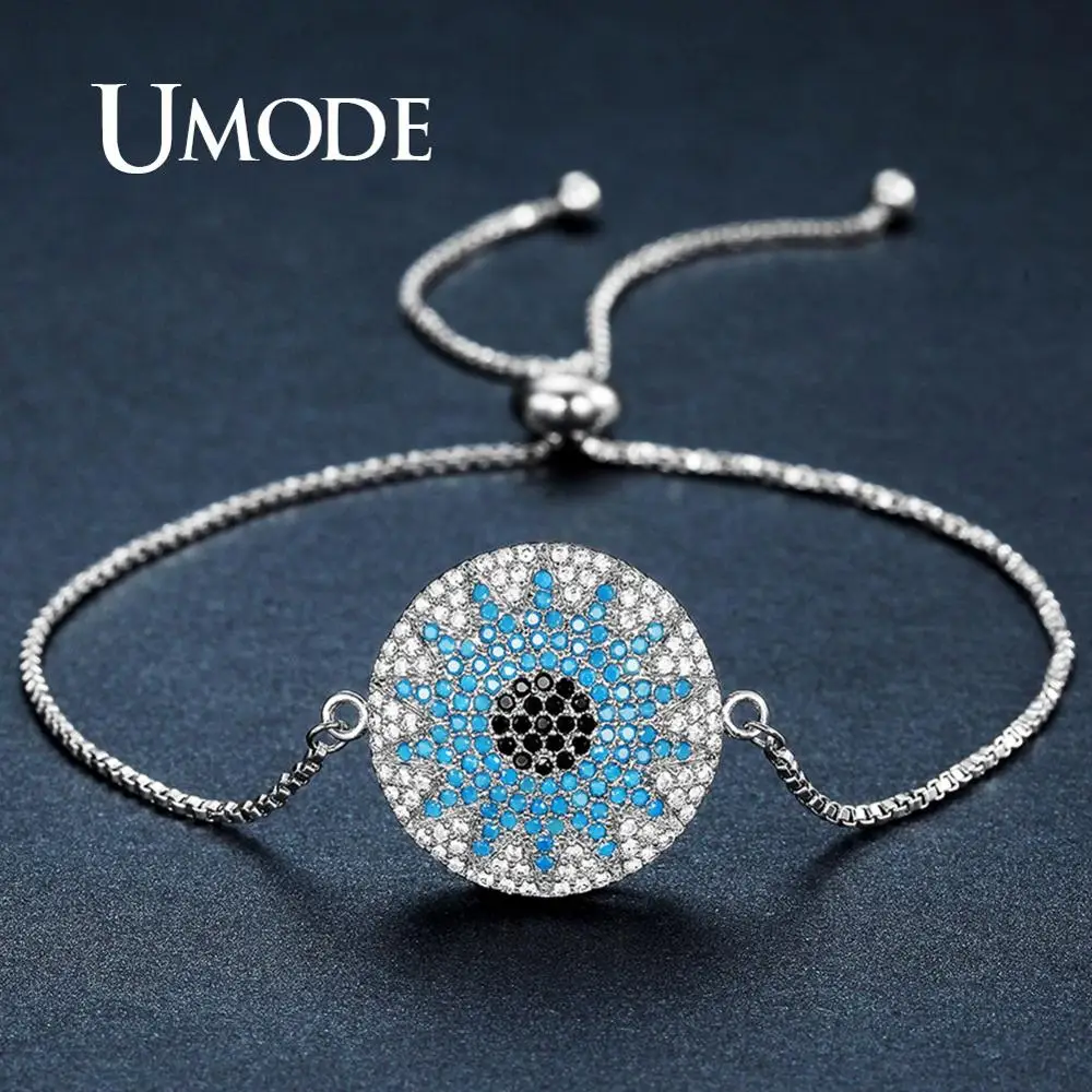 Женский свадебный браслет UMODE Круглый зловещий с глазами Синие стразы браслеты