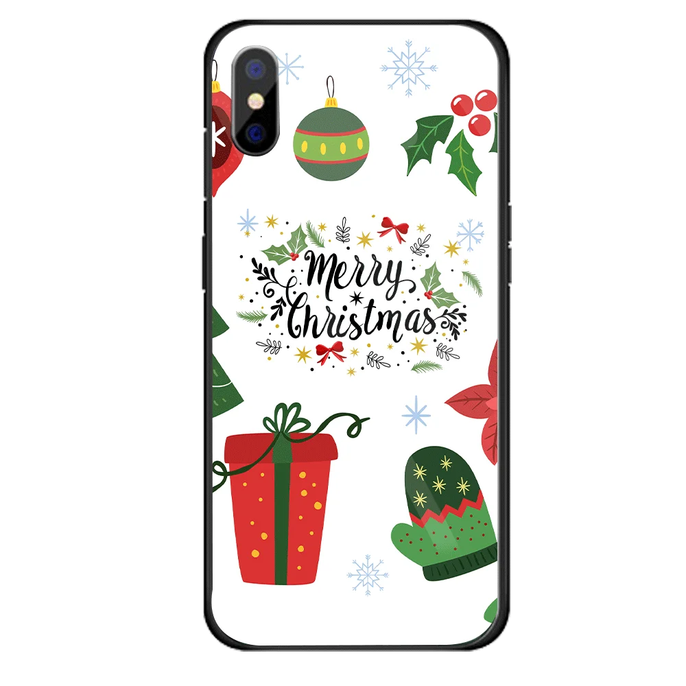 07 Роскошный Рождественский чехол для iPhone X XS XR XSMAX, жесткий стеклянный чехол Чехол для iPhone 5 5S SE 6 6S 7 8, новогодний подарок, Conque - Цвет: 07