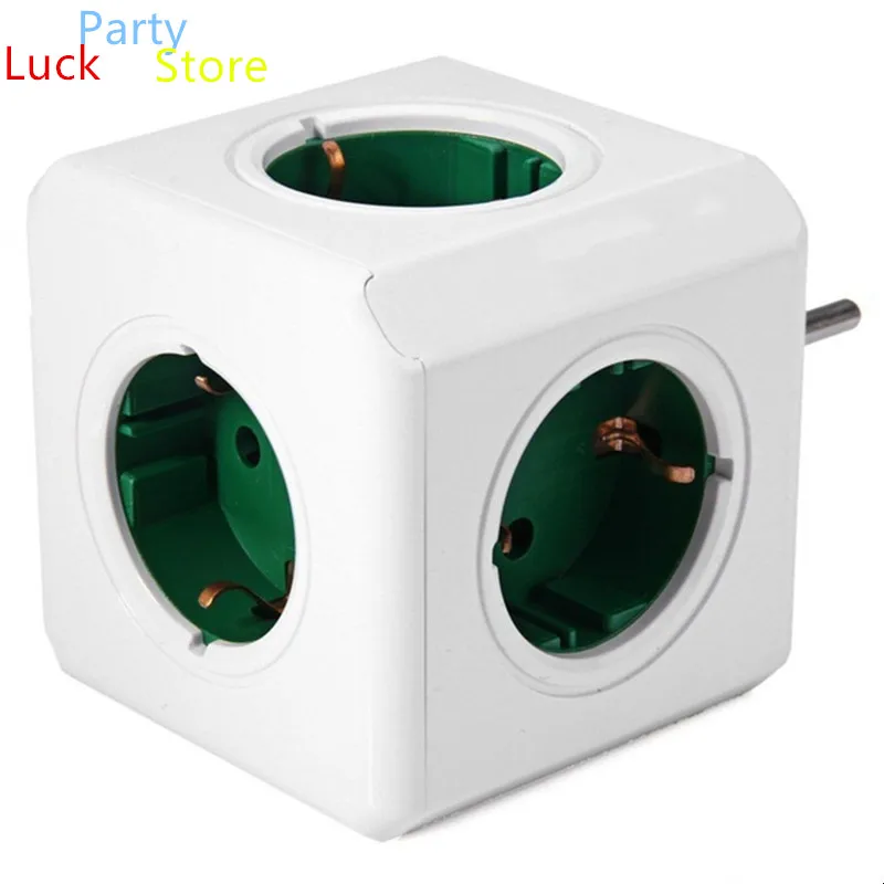 Tira de Energia Plugue da ue Adaptador Tomada Inteligente Powercube Elétrica 5 Tomadas Extensão Multi 3680w Casa Viagem Carregamento 16a