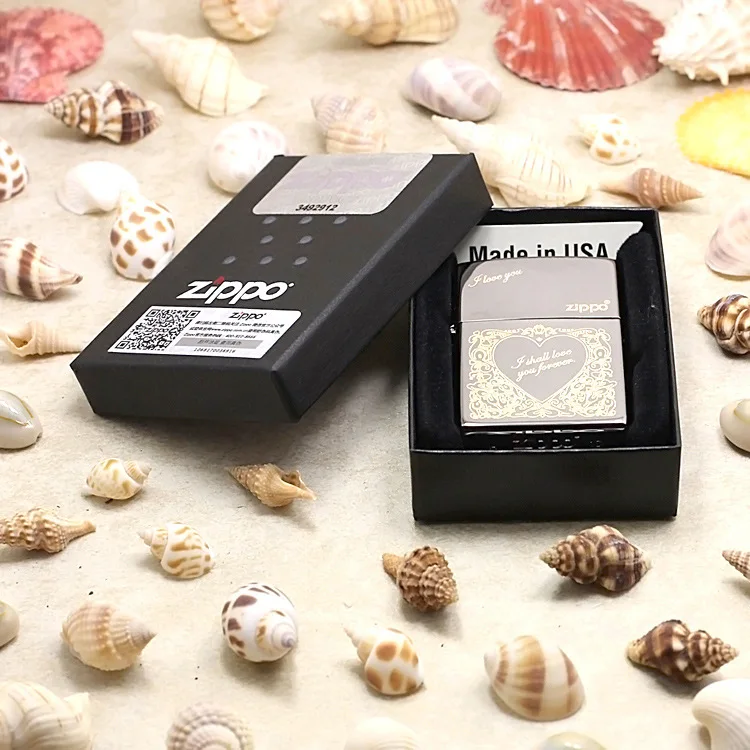 

Genuine Zippo oil lighter copper windproof Romantic confession cigarette Kerosene lighters Gift With anti-counterfeiting code