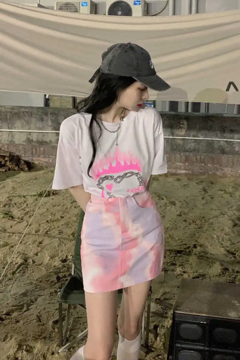 

Top And Skirt Set Women 2021 Sexy Skirts Two Piece Crop Blue Gothic Student outfit Office Suit Kawaii Cute Sexy clothes
