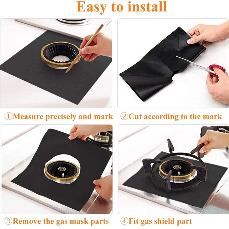 4/6/8Pcs Gas Stove Protector Cooker Cover Liner Clean Mat Pad Kitchen Stovetop Accessories Utensils | Дом и сад